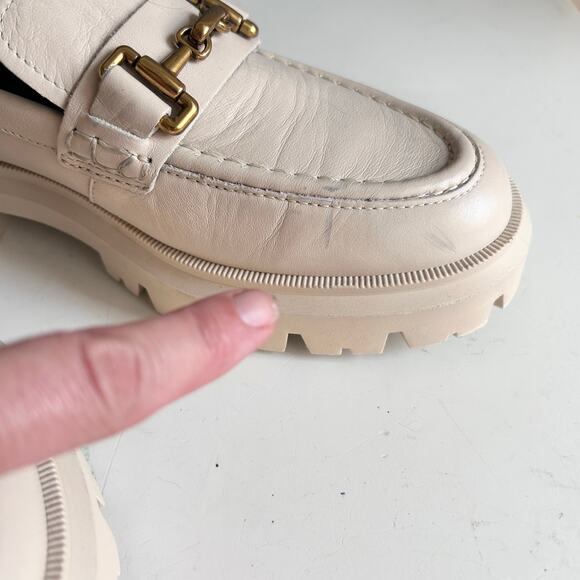 Massimo Dutti loafers shoes size 7.5 chunky lug sole horse bit cream academia - Picture 11 of 12